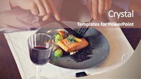  Presentation with friends eating and drinking wine - Slides enhanced with romantic dinner in a gourmet background and a coral colored foreground