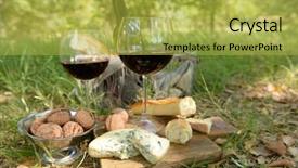  Presentation with dinner - Beautiful PPT theme featuring romantic dinner outdoors backdrop and a yellow colored foreground