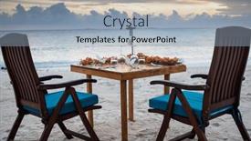 Presentation with romantic beach - Slide set featuring romantic-dinner-table-setting background and a light blue colored foreground