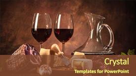 Presentation with sausages - Colorful PPT layouts enhanced with romantic dinner with wine cheese backdrop and a tawny brown colored foreground
