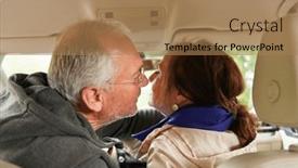  Presentation with road trip - Theme featuring romantic-elderly-couple-embracing background and a coral colored foreground