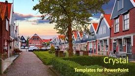  Presentation with sun and moon - Beautiful presentation featuring romantic-fishing-village-volendam-panorama backdrop and a tawny brown colored foreground