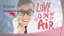  Presentation with shimmering - Theme with romantic geeky hipster against light design shimmering on silver background and a light blue colored foreground