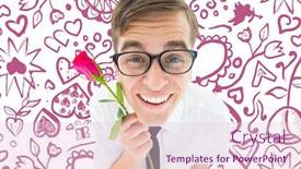  Presentation with valentines - Beautiful presentation theme featuring romantic geeky hipster against valentines pattern backdrop and a lemonade colored foreground