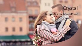  Presentation with heart flowers - Presentation theme with romantic gift - picture of a couple background and a coral colored foreground