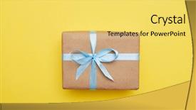  Presentation with romantic gift - Colorful slide set enhanced with romantic gift decorated with blue backdrop and a yellow colored foreground