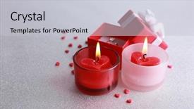  Presentation with romantic gift - Cool new PPT theme with romantic gift with candles love backdrop and a  colored foreground