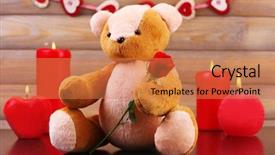  Presentation with romantic gift - Amazing PPT theme having romantic gift with candles love concept backdrop and a coral colored foreground