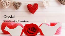  Presentation with romantic gift - PPT theme with romantic gift with candles love concept background and a lemonade colored foreground