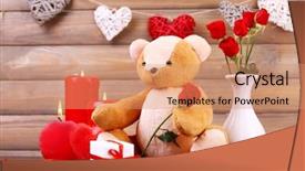  Presentation with romantic gift - Slides consisting of romantic gift with candles love concept background and a coral colored foreground