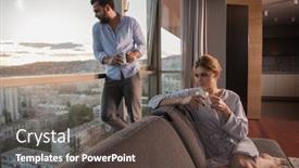  Presentation with romantic birthday couple celebrate - Colorful PPT theme enhanced with romantic-happy-young-couple-enjoying backdrop and a dark gray colored foreground