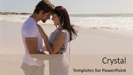  Presentation with young happy couple - Theme having romantic happy young couple head background and a  colored foreground