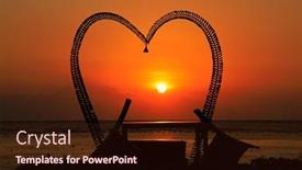  Presentation with romantic beach - Slide deck featuring romantic-heart-shaped-silhouette background and a wine colored foreground