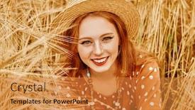  Presentation with bohemian - Colorful slide set enhanced with romantic-hippie-girl-sitting backdrop and a gold colored foreground