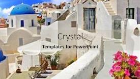  Presentation with santorini - PPT theme having romantic-holidays-in-most-beautiful background and a mint green colored foreground