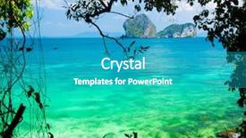  Presentation with romantic beach - Cool new PPT layouts with romantic island exotic beach backdrop and a teal colored foreground