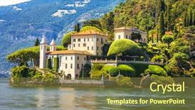  Presentation with romantic - PPT theme with romantic lago di como - villa background and a tawny brown colored foreground