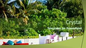  Presentation with romantic beach - Cool new slide set with romantic-luxury-dinner-or-lunch backdrop and a tawny brown colored foreground