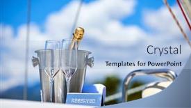  Presentation with luxury yacht - Cool new slide set with romantic-luxury-evening-on-cruise backdrop and a light blue colored foreground