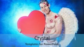 Presentation with romantic love - Slide deck enhanced with romantic male angel cupid standing background and a light blue colored foreground