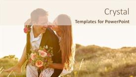  Presentation with romantic beach - Theme enhanced with romantic-married-couple-celebrating-beach background and a cream colored foreground
