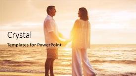  Presentation with romantic birthday couple celebrate - Presentation having romantic mature couple enjoying sunset background and a  colored foreground