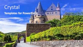  Presentation with romantic - Slides having romantic-medieval-castles-of-germany background and a cobalt blue colored foreground