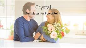  Presentation with romantic love - Amazing slide deck having romantic middle age couple holding flowers in love at home backdrop and a lemonade colored foreground