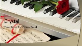  Presentation with piano keyboard - Beautiful slide deck featuring romantic music - background of piano keyboard backdrop and a soft green colored foreground