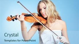  Presentation with bakground - Beautiful presentation design featuring romantic music - beautiful young woman playing her backdrop and a sky blue colored foreground