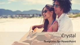  Presentation with two cute sisters playing - Audience pleasing PPT theme consisting of romantic music - cute hispanic couple playing guitar backdrop and a lemonade colored foreground