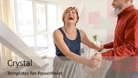  Presentation with couple dance - Cool new PPT layouts with romantic music - happy mature couple dancing backdrop and a mint green colored foreground