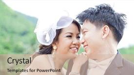  Presentation with wedding muslim couple - Colorful PPT layouts enhanced with romantic newleweds couples for wedding backdrop and a  colored foreground