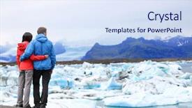  Presentation with romantic birthday couple celebrate - Beautiful slide set featuring romantic on iceland jokulsarlon glacial backdrop and a sky blue colored foreground