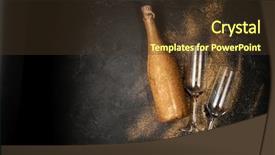  Presentation with 50th wedding anniversary black gold - PPT theme enhanced with romantic photo of golden champagne background and a tawny brown colored foreground