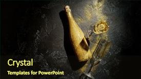  Presentation with champagne - Cool new PPT layouts with romantic picture of golden champagne backdrop and a wine colored foreground
