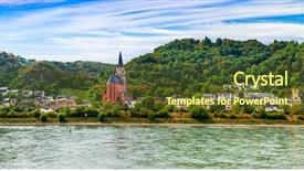  Presentation with river forest village - Amazing slide deck having romantic rhine river cruises medieval backdrop and a tawny brown colored foreground