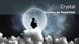  Presentation with romantic - Amazing PPT theme having romantic saxophonist playing melody mixed media backdrop and a ocean colored foreground