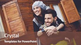  Presentation with cabin - PPT layouts featuring romantic scape in winter background and a tawny brown colored foreground