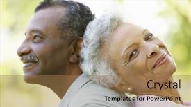  Presentation with older couple - Slide set with romantic senior african american background and a coral colored foreground