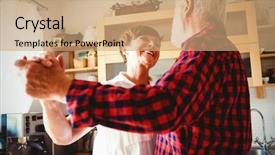  Presentation with senior couple - Amazing PPT layouts having romantic senior couple dancing together backdrop and a coral colored foreground