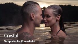  Presentation with infinity - Slide set consisting of alone in infinity swimming pool background and a tawny brown colored foreground