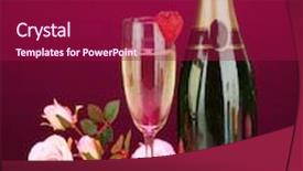  Presentation with color pink - Colorful PPT layouts enhanced with romantic still life with champagne strawberry and pink roses on dark color background backdrop and a violet colored foreground