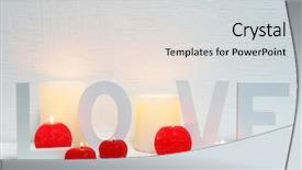  Presentation with romantic love - Presentation design consisting of red candles shelf - romantic still life with word background and a light gray colored foreground