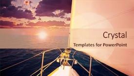  Presentation with calm sea - Slides with romantic sunset and sail boat background and a lemonade colored foreground