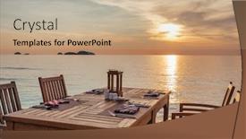  Presentation with tropical beach sunset - PPT layouts featuring romantic-sunset-on-the-shore background and a coral colored foreground