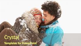  Presentation with romantic - Amazing presentation theme having romantic teenage couple having fun in snow backdrop and a tawny brown colored foreground