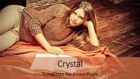  Presentation with knitted clothes - Presentation theme with romantic teenage girl in warm background and a red colored foreground