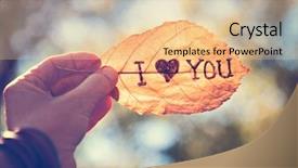  Presentation with vintage retro - Slide set featuring romantic tree leaves shape hearts - hand holding a leaf that background and a lemonade colored foreground