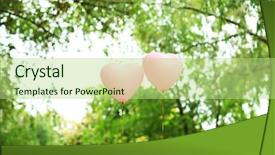  Presentation with heart love - Theme with romantic tree leaves shape hearts - love heart balloons outdoors background and a  colored foreground